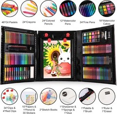 240-Piece Art Set with Trifold Easel, Drawing & Craft Kit for Kids Ages 4-12