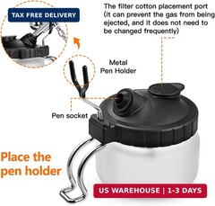 JOYABEST Airbrush Cleaning Pot with Holder – Weighted Glass Jar Waste Collector