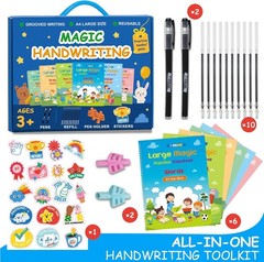 5 PCS Large Magic Practice Copybook Kids Handwriting Grooved Pen Age 38 Set