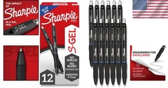 S-Gel Pens, Blue Ink, Medium Point 0.7mm, 12-Count