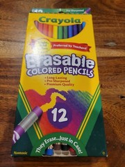 Crayola Erasable Colored Pencils 12 Pencils Bright/Bold Colors, Nontoxic