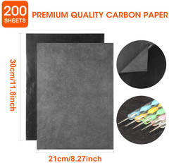200 Sheets Carbon Paper Black Graphite Paper Transfer Tracing Paper and 5 Pieces