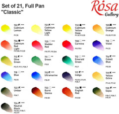 ROSA Gallery Professional Watercolor Paint Set, Made in Ukraine, 21 Water Colors
