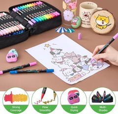 120 Colors Acrylic Paint Markers,Dual Tip Acrylic Marker Set With Fine Tip an…