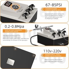 Airbrush Compressor 85 PSI High Performance Ultra Quiet Precision Control Colima