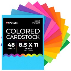 Cardstock Paper 8.5×11 Inch 65lb 12 Assorted Colors 48 Sheets Hygloss Bright