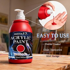 Outdoor Acrylic Paint Waterproof Set, 10 Colors Large Bulk Outdoor Paint with…