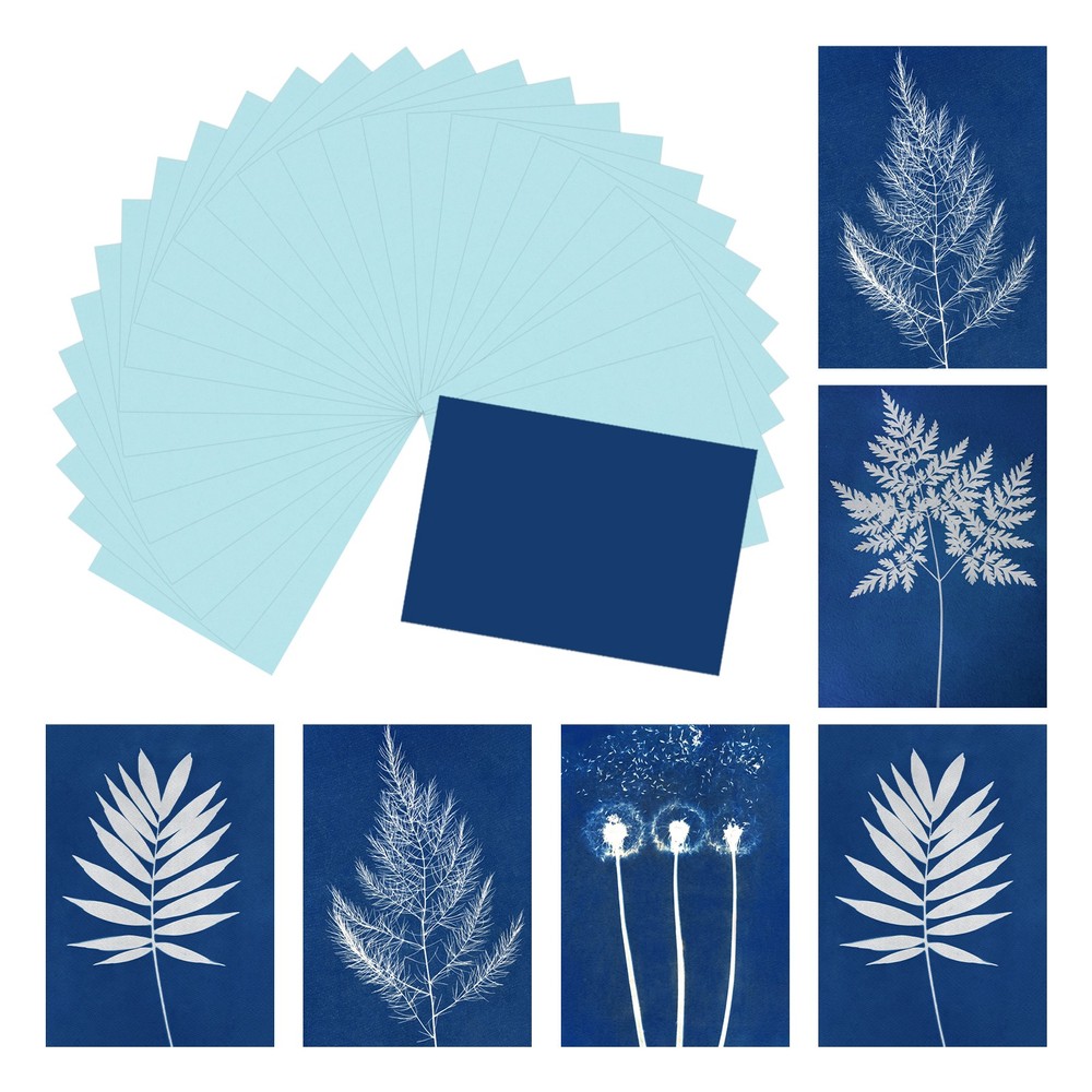 Cyanotype Paper, 32 Sheet Sun Print Paper Kit Light Blue Crafts Paper 4.1×2.9″