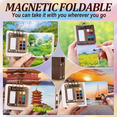 Mini Watercolor Paint Set Pocket Travel Water Color Set with 12 Color Sketchbook