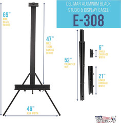 Del Mar 69″ High Aluminum Single Mast Artists Studio Easel and Floor Display Sta
