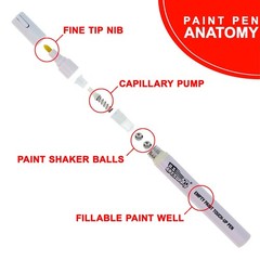 6 Empty Fillable Blank Paint Touch Up Pen Markers, Fill Acrylic, Oil Base, Auto