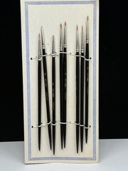 Vintage Red Sable Watercolor 8 Black Brushes NEW & RARE