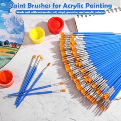 126 Pcs Flat Paint Brushes for Acrylic Painting, Small Small, Blue