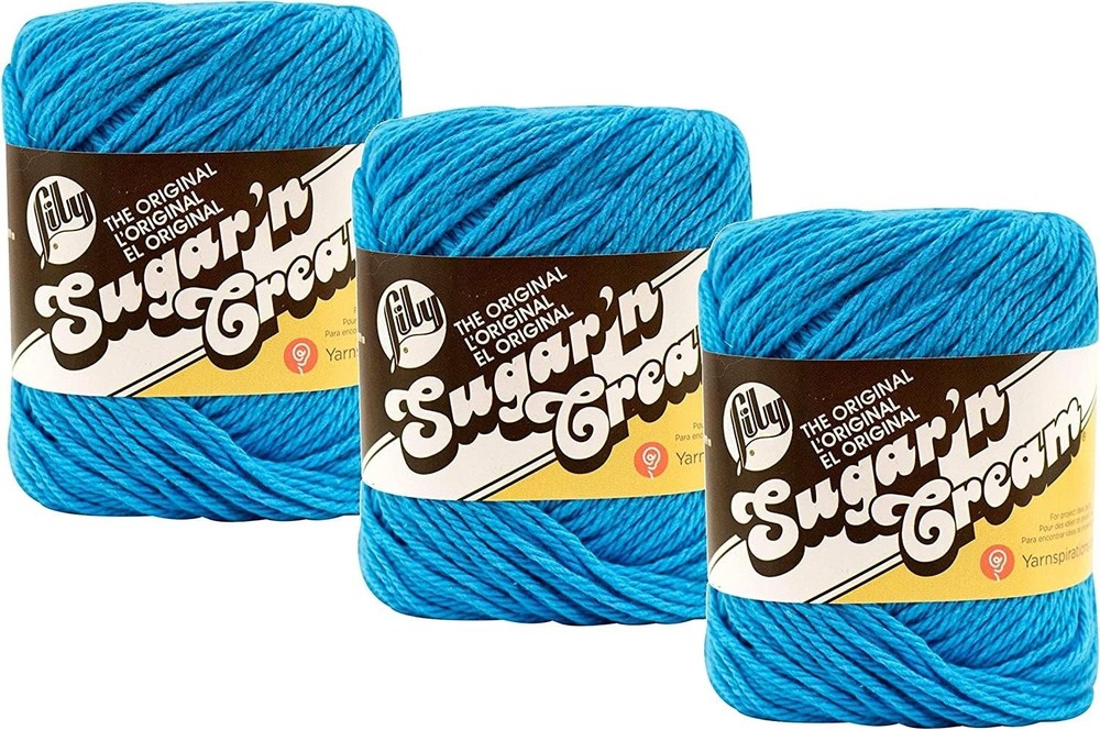 Bulk Buy: Lily Sugar ‘n Cream Solids 100% Cotton Yarn (3-Pack) (Hot Blue #1742)