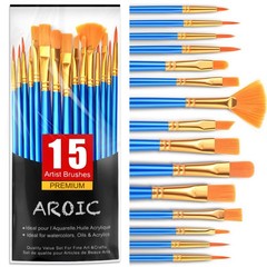 Acrylic Paint Brush Set, 15 pcs Nylon Hair Paint Brushes for All Purpose Oil …