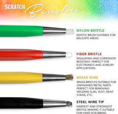 Pixiss Scratch Brush Pen Set with Replacement Tips, Fiberglass, Steel, Brass, Ny