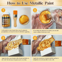 Acrylic Paint Metallic Gold, 250Ml Gold Leaf Paint for Art Painting, Ideal for C