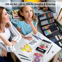 KALOUR 206 Drawing Set Sketching Kit,Art Supplies with 3-color Sketchbook & C…