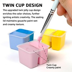 HIMI Gouache Paint Set, 48 Colors x 0.4oz, Twin Cup Jelly Design, bouns 3 Bru…