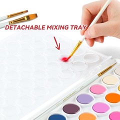 48 Colors Watercolor Paint Set with 4pcs Paint Brushes and 1pcs Water White