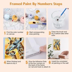Giraffe Paint by Numbers Kits with Frame for Adults Beginners, DIY Landscape Pai