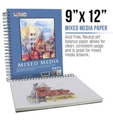 9″ x 12″ Mixed Media Paper Pad Sketchbook, 2 Pack, 60 Sheets 98 lb, Spiral-Bound