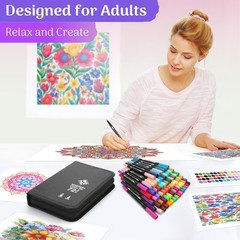 72 Dual Tip Markers Set with Case – No-Bleed Coloring Markers for Adults – Ar…