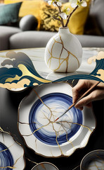 Kintsugi Repair Kit for Ceramics, Kintsugi Japanese Pottery Repair Kit W/Practic
