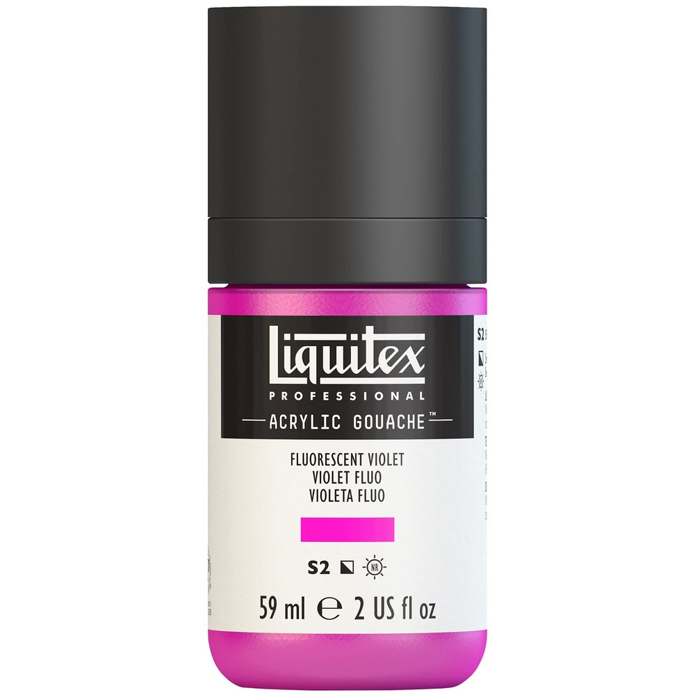 Professional Acrylic Gouache Paint 2-oz 59ml Bottle Fluorescent Violet Art