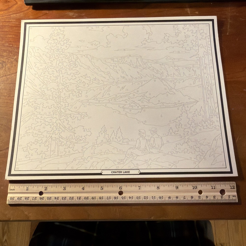 1970 Venus Paradise Color by Number Picture Places to See “Crater Lake” 12×10