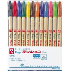 Teranishi Chemical M300C-12 Magic Water-Based Pen Lassion Pen No.300, 12 Colors