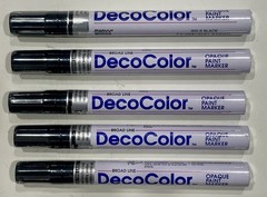 DECO COLOR BROAD LINE OPAQUE PAINT MARKER-BLACK (QTY 5) MARVY UCHIDA-SEALED-NEW