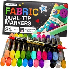 Dual-Tip Fabric Markers – Fabric Decorating Kit – Permanent for 24 Multicolor
