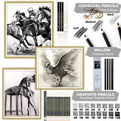 54-Pack Sketch Drawing Pencils Kit with SketchbookGraphiteCharcoal Pencils an…