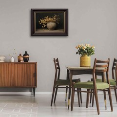 Gold Hydrangea Dark Brown Framed Canvas Wall Art Moody Hydrangea Painting Dec…