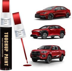 Barcelona Red Pearl(3R3) Car Paint Touch Up Pen Compatible with Toyota, 2-In-1 C