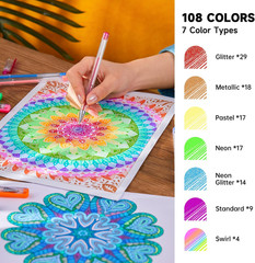 108 Colors Gel Pens Set, Gel Pens for Adult Coloring Books Journals Drawing Dood