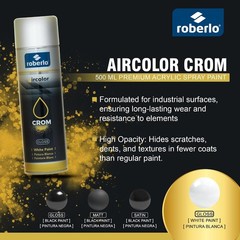 Aircolor Crom Fast-Drying Gloss White Spray Paint – 500ml Indoor/Outdoor Coating