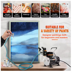 SucceBuy Airbrush Kit 120W Dual Action Electric Spray Gun Painting Kit