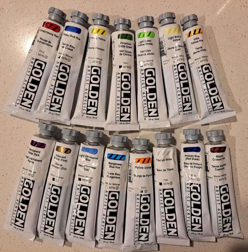Golden heavy body acrylic paint 15 tubes