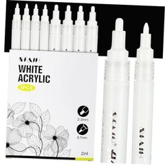 Acrylic Paint Pens – 8 Pack 2-3MM Medium Tip & 0.7MM Extra Fine Paint White