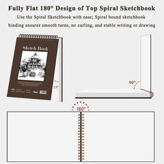 9″ X 12″ Sketch Book, Top Spiral Bound Sketch Pad, 100 Sheets 68Lb/100Gsm Acid-F