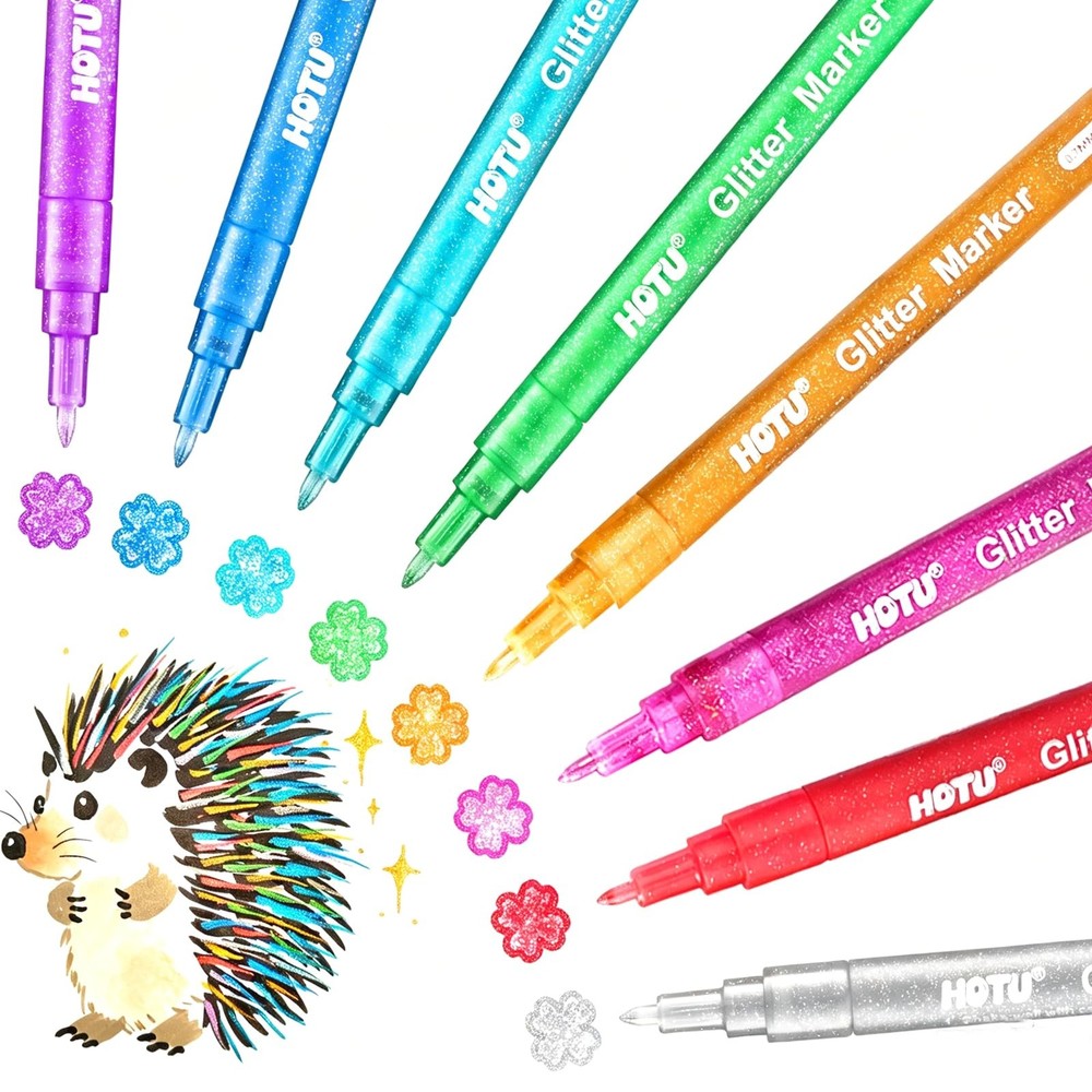 Glitter Markers Pens, 8 Colors Glitter Gel Pens Metallic Paint Marker for Kid…