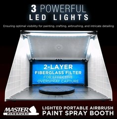 NOB Portable Hobby Airbrush Paint Spray Booth Kit Exhaust Filter LED Light