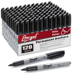 LAZGOL Permanent Markers Bulk, 120 Pack Fine Tip 1 Count (Pack of 120), Black