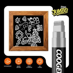 Coogert 3Pcs Silver Jumbo Poster Markers, 15MM Thick Permanent Acrylic