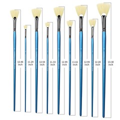 XDT#686 Fan Art Brush 9Pc #0#2#4#6#8#10#12#14#16 Hog Acrylic Oil Watercolor