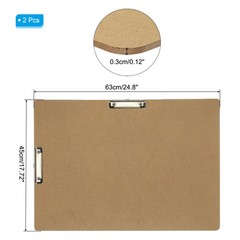24.8″ x 17.7″ Horizontal Clipboard, 2 Pcs Landscape Layout Hardboard,Brown