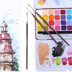 Small Detail Paint Brushes 7pcs for Model Painting Acrylic, Gouache, Oil, Tem…