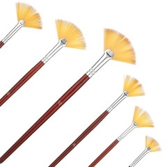 Artist Fan Paint Brush Set 6 Sizes 2/4/6/8/10/12 – Long Wood Handle for Acrylic
